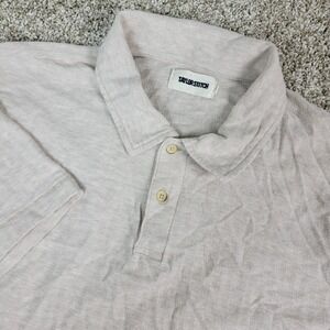 Taylor Stitch Mens Small Beige Herringbone Stretch Knit Polo Short Sleeve Linen